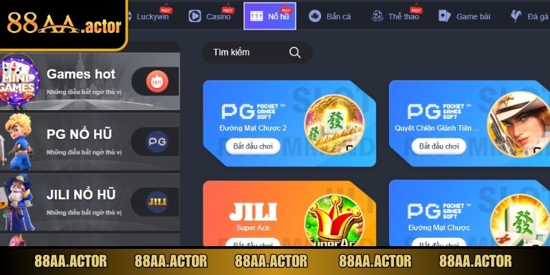 Sảnh nổ hũ 88AA quy tụ nhiều game chất lượng, mức thưởng cao